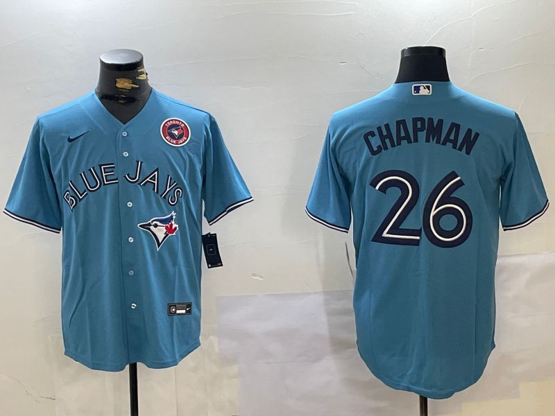 Men Toronto Blue Jays #26 Chapman Light Blue Game Nike 2024 MLB Jersey style 1